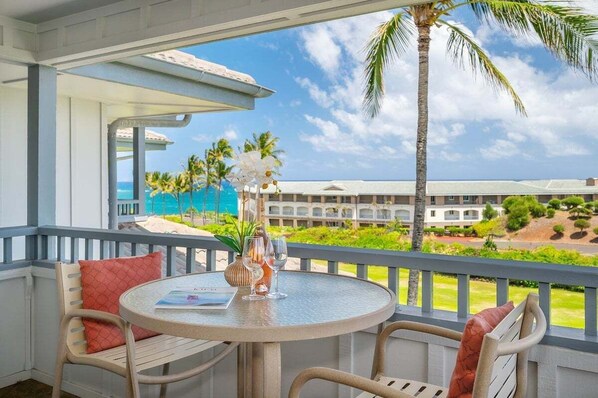 Poipu Sands 321 Ocean View Master Suite Lanai