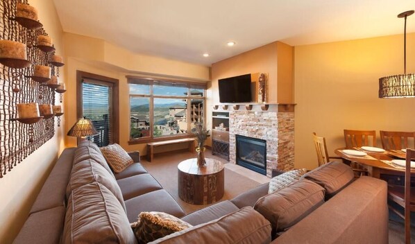 Kick back your feet and relax in the spacious, bright living room.
