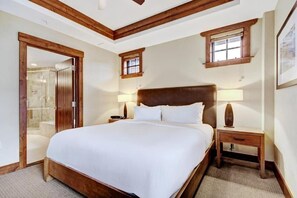 Relax on the comfy bed after a day outside.