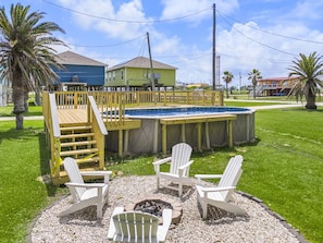 Relax by the pool and firepit!