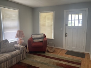 Livingroom and front door to porch