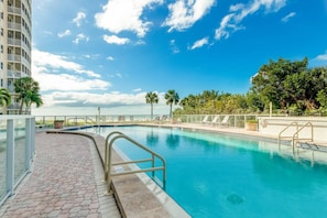 Enjoy the two complex pools.   This one is very close to the beach.