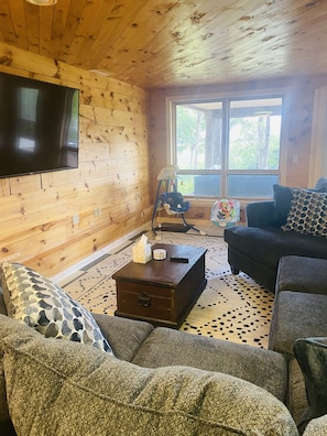 Basement Living Room & Game Room with Separate Kitchen Space