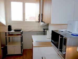 Looking over the studio and kitchen area