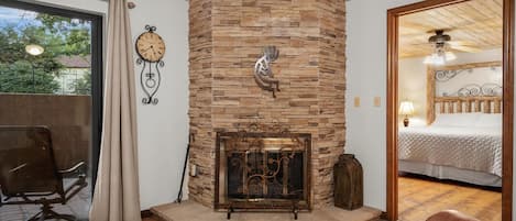 gas fireplace in sitting area