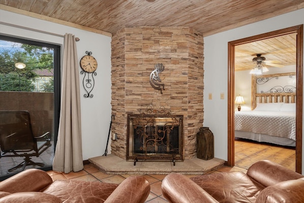 gas fireplace in sitting area