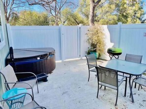 Private Patio with Hot Tub and charcoal grill