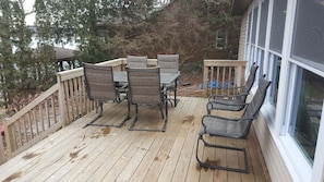 Attached deck for dining and entertainment 