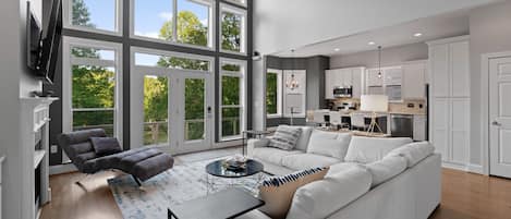 Living Room open to the kitchen with a view!