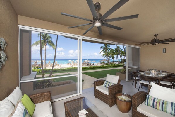 Enjoy walk-out access from your ground floor condo on to Seven Mile Beach.