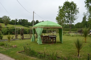 Covered seating area for 8 people