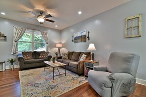 Living room is comfortable and stylish