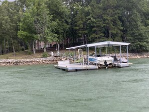 Dock has decking that does not get hot and makes swimming at the dock enjoyable