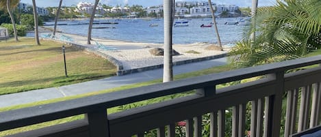 View of private beach from our balcony!