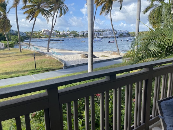 View of private beach from our balcony!