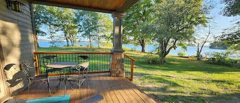 Enjoy 180 degree water views from the west facing porch. 