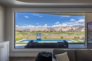 View of back patio - The view from the living room is picture perfect!