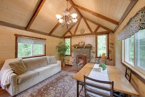 Studio | Full Sleeper Sofa | Fireplace | Dining Area
