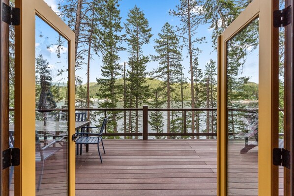 French doors leading to deck from living room