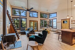 Naturally lit kitchen and living/dining room