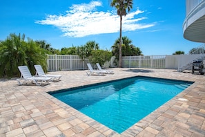 Private Oceanfront Pool with Outdoor Dining + Lounge Seating