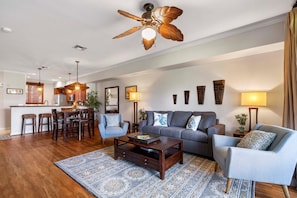 Great room with TV, Updated furnishings