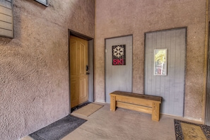 Easy coded front door entry way with bench.  