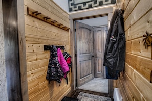 Entry mudroom with coat hooks for everyone.  