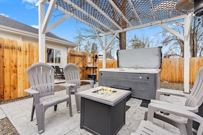 Common area. Community hot tub and firepit.