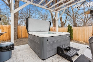 Common area. Community hot tub and firepit.