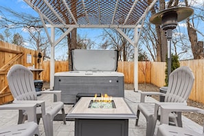 Common area. Community hot tub and firepit.