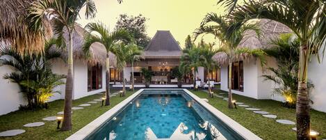 View of the pool and outside garden area 