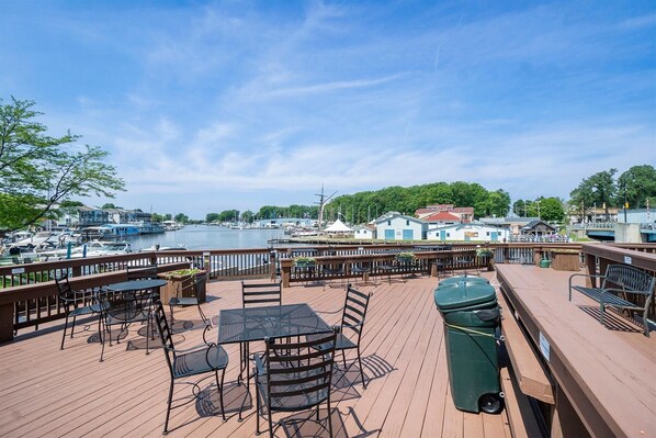 Shared deck overlooking the harbor