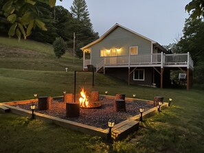 Fire pit with view of home