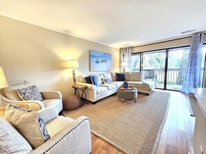 Living Room with Golf Course Views at 980 Inverness Village