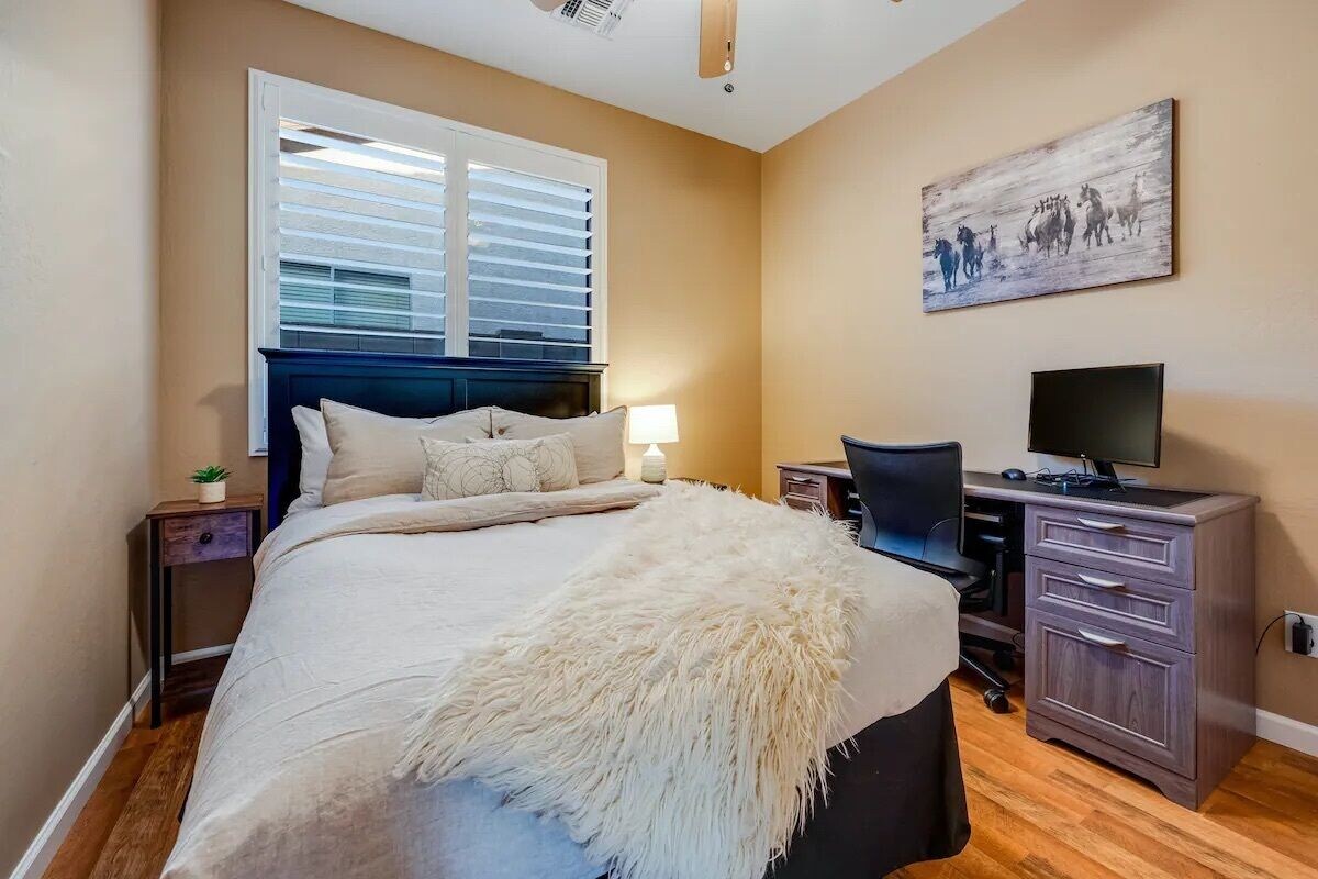 NEW! Cozy desert getaway with private backyard and seasonal pool!