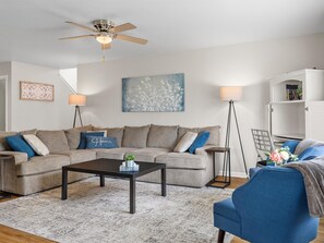 Living room with work area