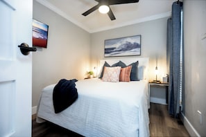 Queen-size bed with fresh linens