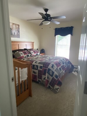 Upstairs bedroom with crib 