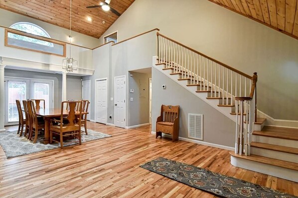 View from the front door looking into the dining room