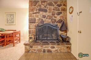 Stone fireplace