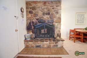 Stone fireplace
