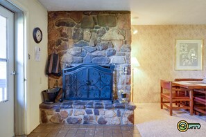 Stone fireplace
