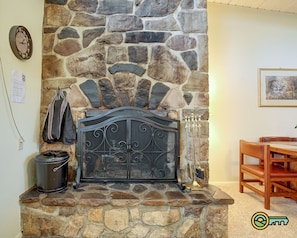 Stone fireplace