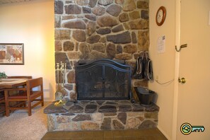 Stone fireplace
