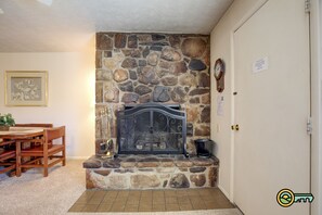 Stone fireplace