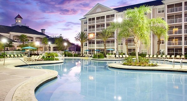 Outdoor Pool at Dusk