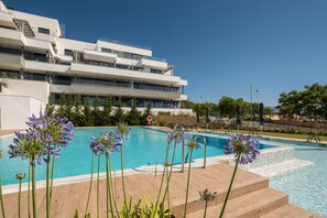 Pool area outside the apartment