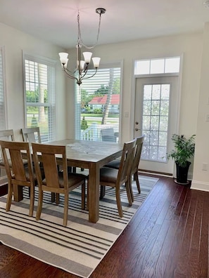 Dining Area, is closed to back of the house with floor-to ceiling windows