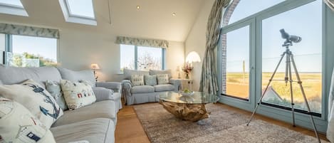 Anchorage, Salthouse: First floor sitting area with marsh views